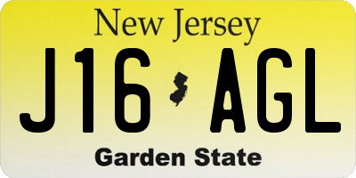 NJ license plate J16AGL
