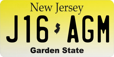 NJ license plate J16AGM