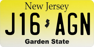 NJ license plate J16AGN