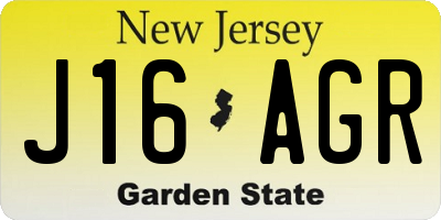 NJ license plate J16AGR