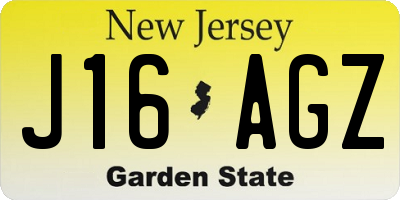 NJ license plate J16AGZ