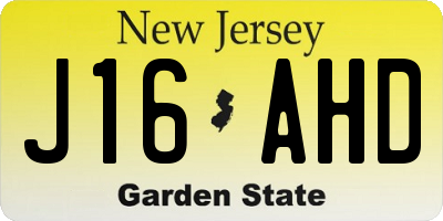 NJ license plate J16AHD