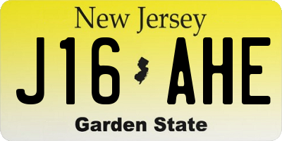 NJ license plate J16AHE