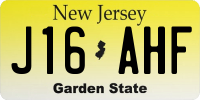 NJ license plate J16AHF