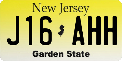 NJ license plate J16AHH
