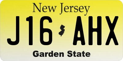NJ license plate J16AHX