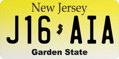 NJ license plate J16AIA