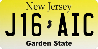 NJ license plate J16AIC