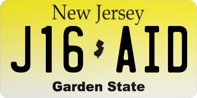 NJ license plate J16AID