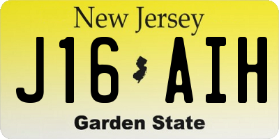 NJ license plate J16AIH