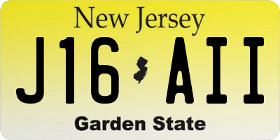 NJ license plate J16AII