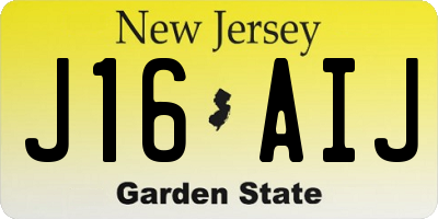NJ license plate J16AIJ