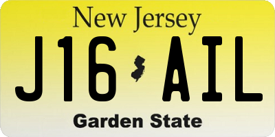 NJ license plate J16AIL