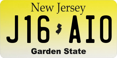 NJ license plate J16AIO