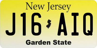 NJ license plate J16AIQ