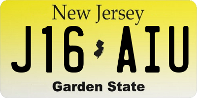 NJ license plate J16AIU