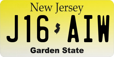 NJ license plate J16AIW