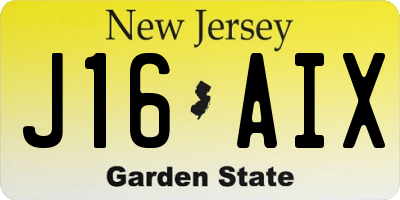 NJ license plate J16AIX