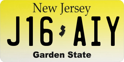 NJ license plate J16AIY