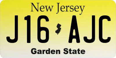 NJ license plate J16AJC
