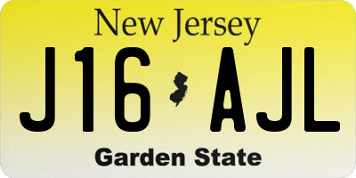 NJ license plate J16AJL