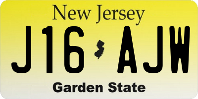 NJ license plate J16AJW