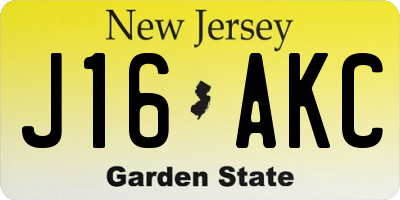 NJ license plate J16AKC