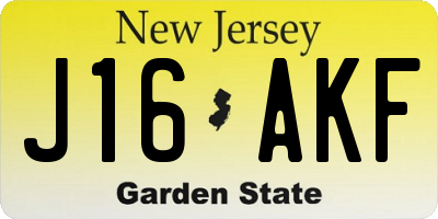 NJ license plate J16AKF