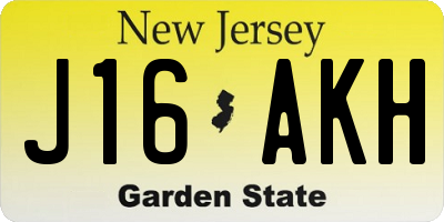 NJ license plate J16AKH