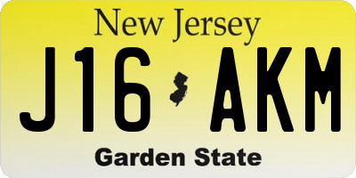 NJ license plate J16AKM