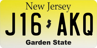NJ license plate J16AKQ