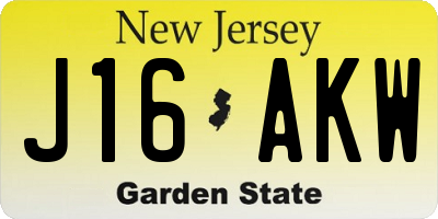 NJ license plate J16AKW