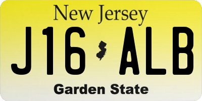NJ license plate J16ALB