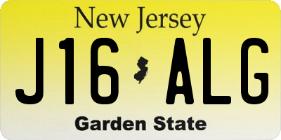 NJ license plate J16ALG