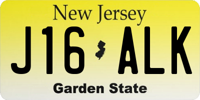 NJ license plate J16ALK