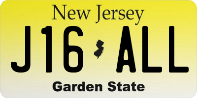 NJ license plate J16ALL