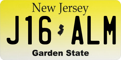 NJ license plate J16ALM