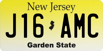 NJ license plate J16AMC