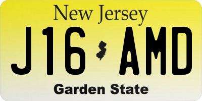 NJ license plate J16AMD
