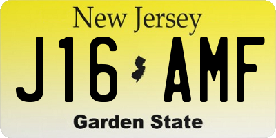 NJ license plate J16AMF