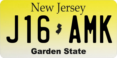 NJ license plate J16AMK