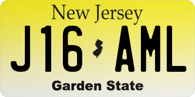 NJ license plate J16AML