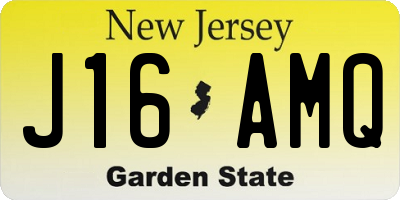 NJ license plate J16AMQ