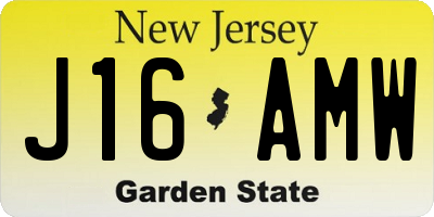NJ license plate J16AMW