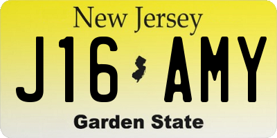 NJ license plate J16AMY