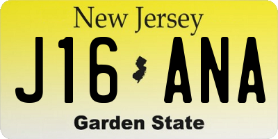 NJ license plate J16ANA