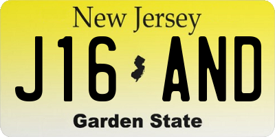 NJ license plate J16AND