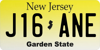 NJ license plate J16ANE