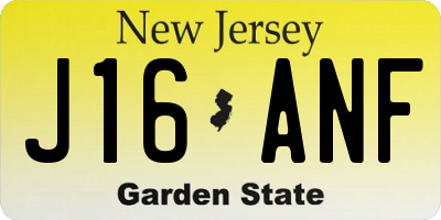NJ license plate J16ANF