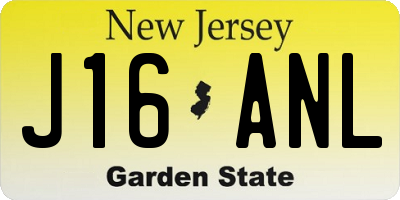 NJ license plate J16ANL